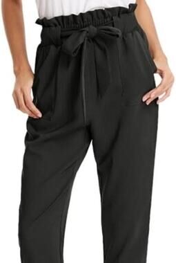 Grace Karin Dk Gray Cropped Paper Bag Elastic Waist Pants Pockets, M, B79, $26
